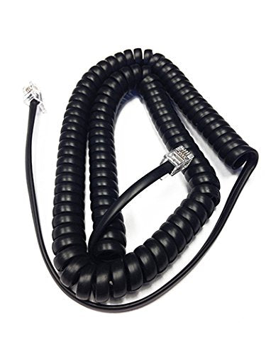 12 Foot Handset Receiver Curly Cord for all Polycom VVX and SoundPoint IP Phone (Black)