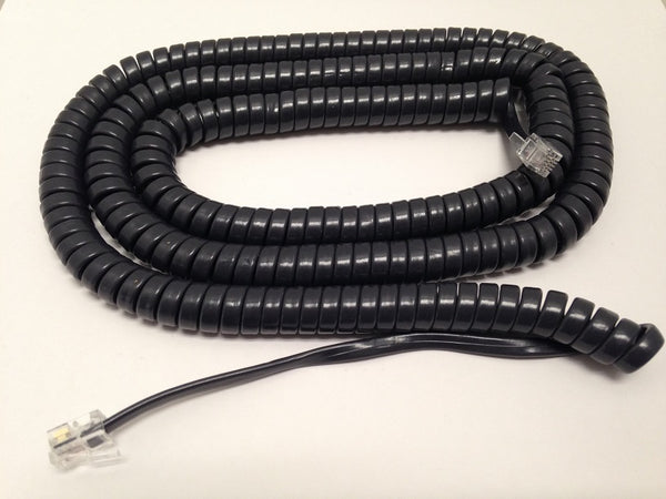 25 Foot Long Handset Curly Coil Cord for Avaya J100 Series IP Phone J129 J139 J169 J179 (Charcoal Gray)